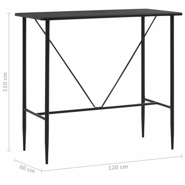 vidaXL Barbord svart 120x60x110 cm MDF