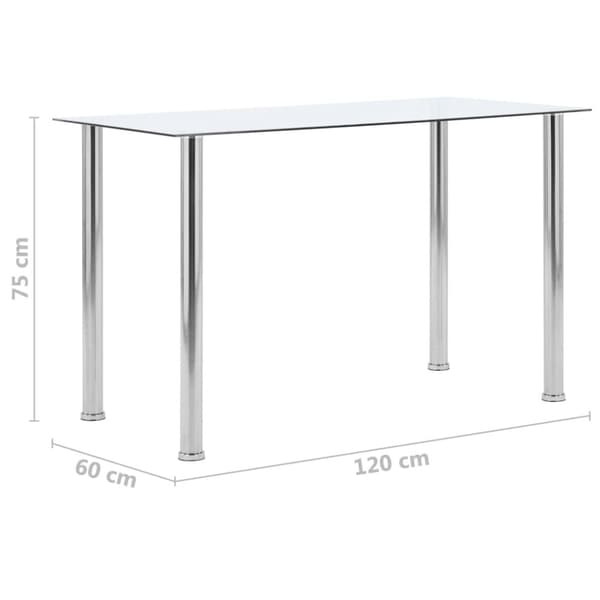vidaXL Ruokapöytä läpinäkyvä 120x60x75 cm karkaistu lasi