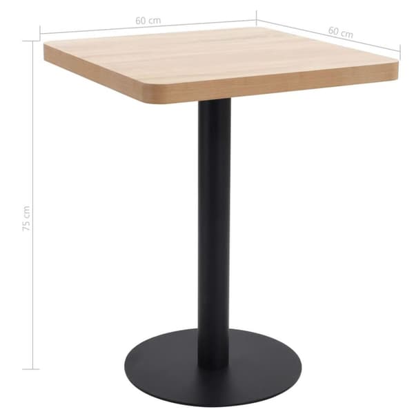 vidaXL bistrobord 60x60 cm MDF lysebrun