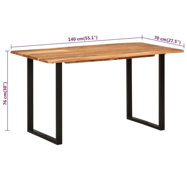 vidaXL spisebord 140x70x76 cm massivt akacietræ