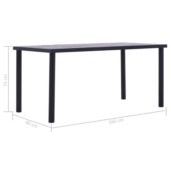 vidaXL Spisebord svart og betonggrå 160x80x75 cm MDF