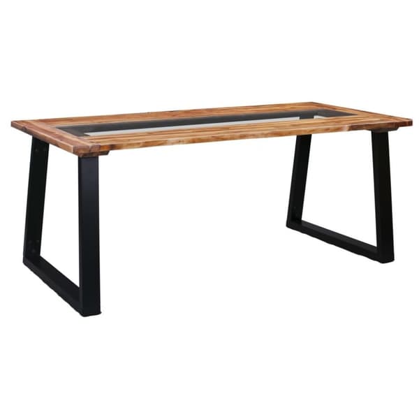vidaXL Ruokapöytä 180x90x75 cm täysi akaasiapuu ja lasi
