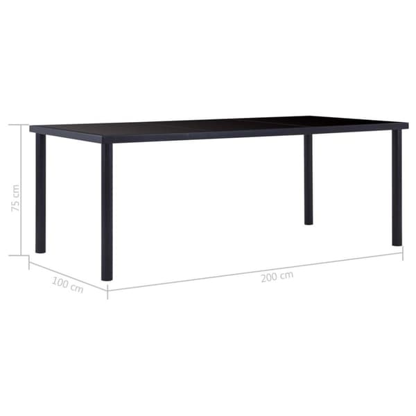 vidaXL Matbord svart 200x100x75 cm härdat glas