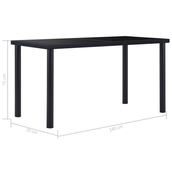 vidaXL Ruokapöytä musta 140x70x75 cm karkaistu lasi