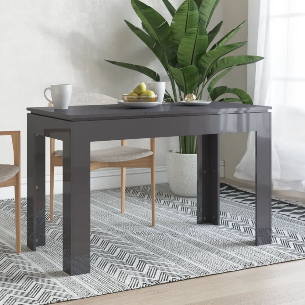vidaXL Ruokapöytä korkeakiilto harmaa 120x60x76 cm lastulevy