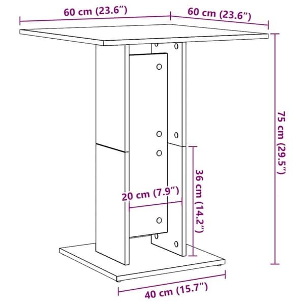 vidaXL Bistropöytä musta 60x60x75 cm tekninen puu