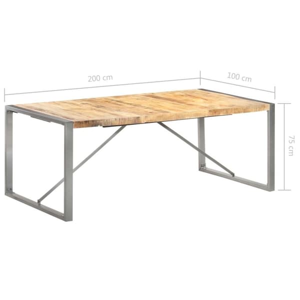 vidaXL Ruokapöytä 200x100x75 cm täysi karkea mangopuu