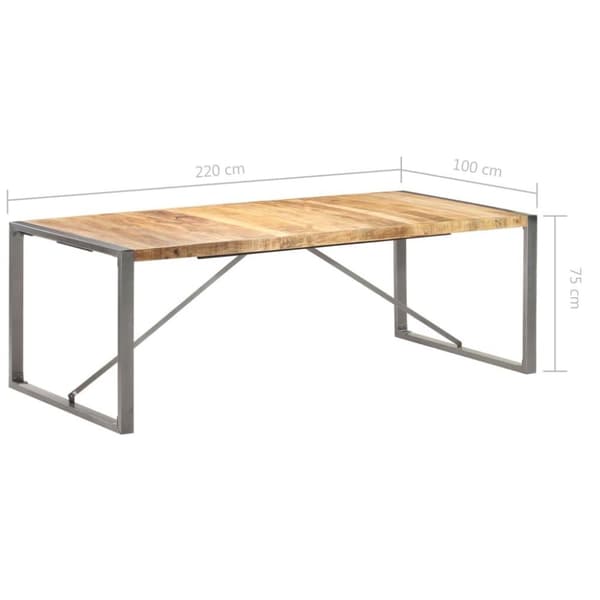 vidaXL spisebord 220x100x75 cm massivt ru mangotræ