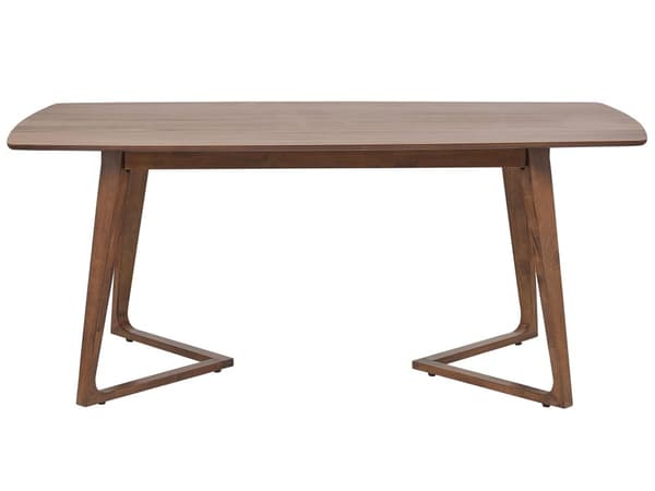 Ruokapöytä tumma pähkinä puu 180 x 90 cm MDF-levy kumipuu runko perinteinen tyyli