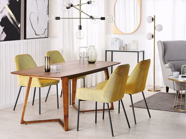 Ruokapöytä tumma pähkinä puu 180 x 90 cm MDF-levy kumipuu runko perinteinen tyyli