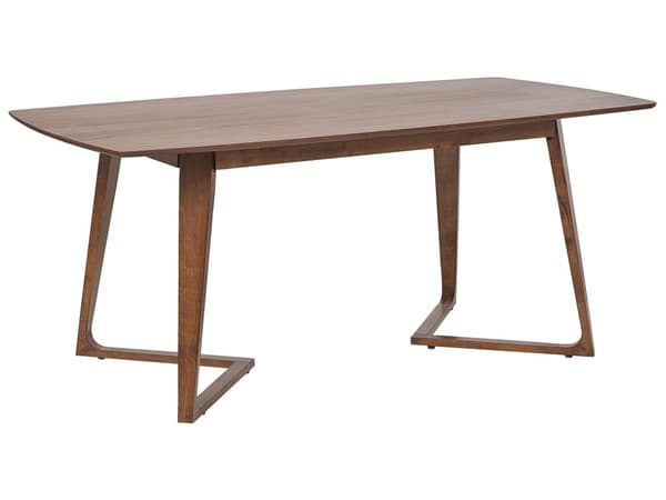 Ruokapöytä tumma pähkinä puu 180 x 90 cm MDF-levy kumipuu runko perinteinen tyyli