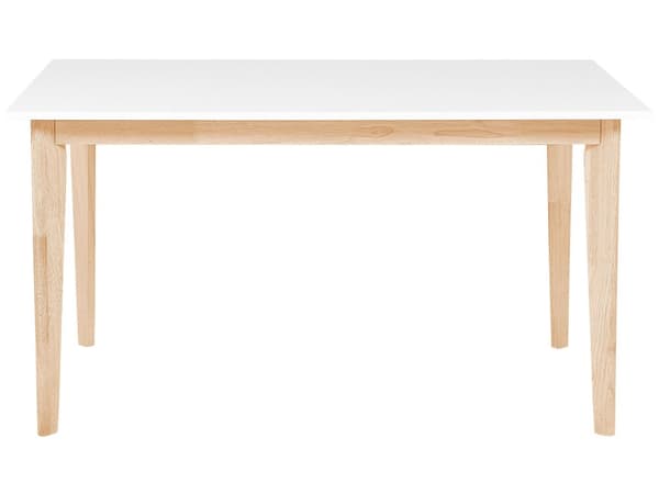 Ruokapöytä valkoinen/vaalea puu kumipuu jalat jatkettava 140/180 x 90 cm moderni tyyli