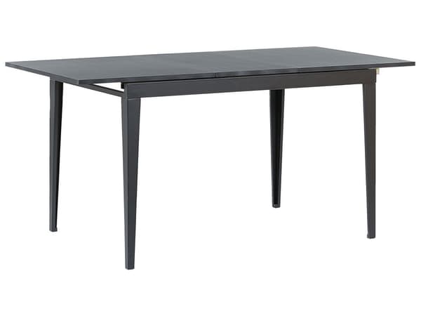 Udtrækkeligt Sort Spisebord 120/160 x 80 cm Rektangulær Skydebordplade Klassisk 6 Sæder