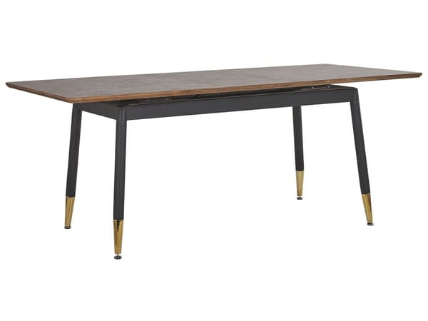 Utdragbart Matbord Mörk Träskiva och Svarta Metallben 160/200 cm Modern Design