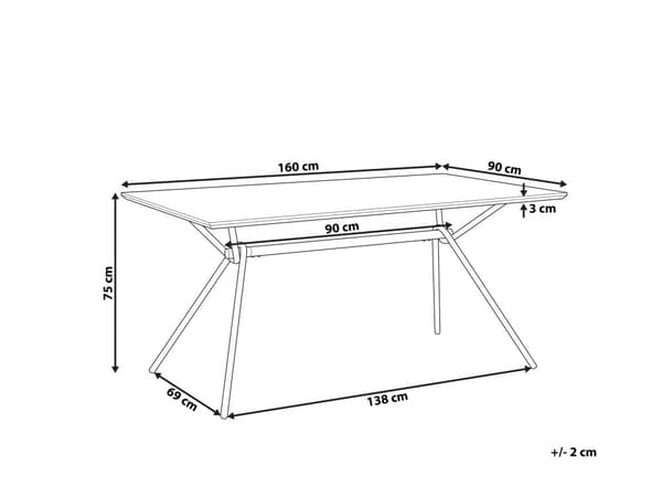 Matbord Mörk Träskiva Svarta Metallben 160 x 90 cm 6-sits Rektangulär Industriell