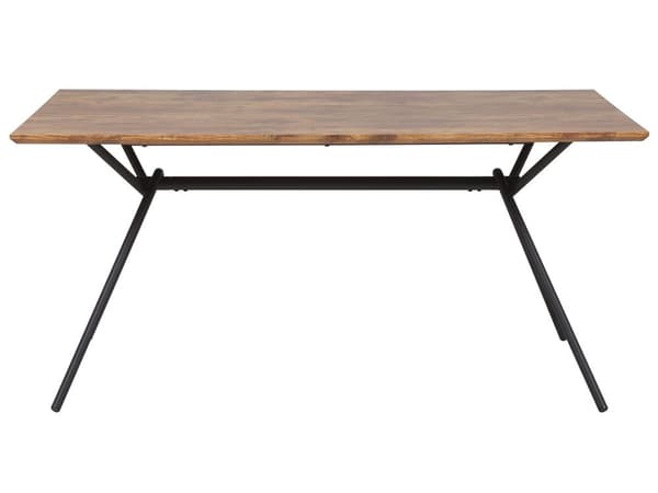 Matbord Mörk Träskiva Svarta Metallben 160 x 90 cm 6-sits Rektangulär Industriell