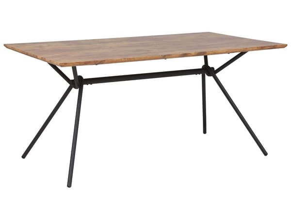 Matbord Mörk Träskiva Svarta Metallben 160 x 90 cm 6-sits Rektangulär Industriell