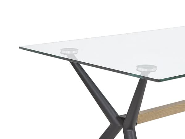 Ruokapöytä karkaistu lasitaso mustat metalli jalat 140 x 80 cm suorakulmainen moderni tyyli
