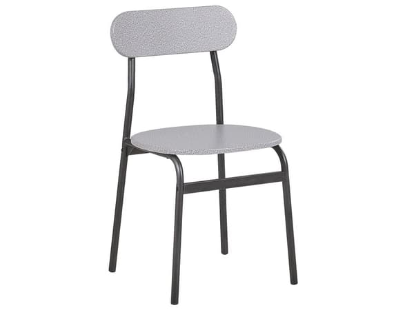 Matgrupp Grå Topp Svarta Stålben Rektangulärt Bord 110 x 70 cm 4 Stolar Modern