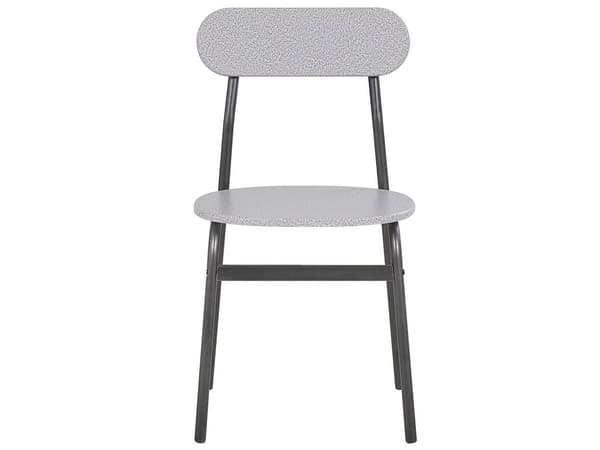 Matgrupp Grå Topp Svarta Stålben Rektangulärt Bord 110 x 70 cm 4 Stolar Modern