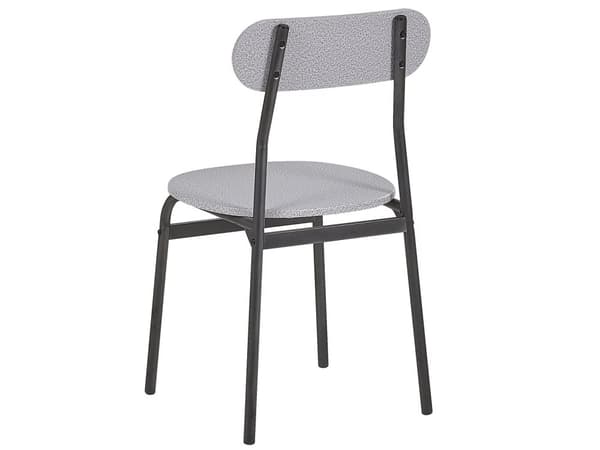 Matgrupp Grå Topp Svarta Stålben Rektangulärt Bord 110 x 70 cm 4 Stolar Modern