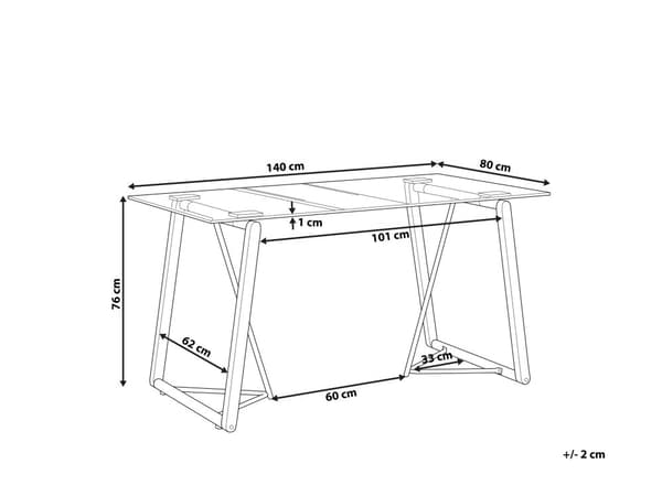 Spisebord transparent glasplade metalben rektangulært lyst træ 140 x 80 cm