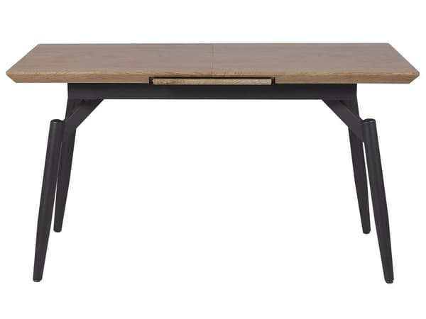 Spisebord Mørk Træ MDF og Sort Metalben 140/180 x 80 cm 6 Personers Genbrugstræ Moderne Lang med Udtræk Køkkenbord Høj Kvalitet Traditionel
