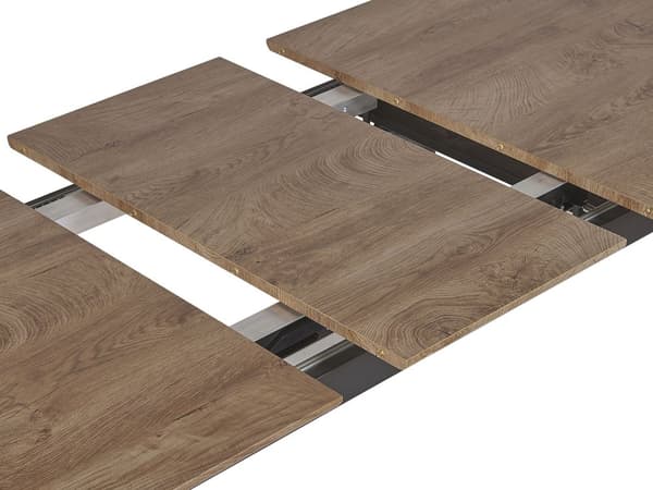 Spisebord Mørk Træ MDF og Sort Metalben 140/180 x 80 cm 6 Personers Genbrugstræ Moderne Lang med Udtræk Køkkenbord Høj Kvalitet Traditionel