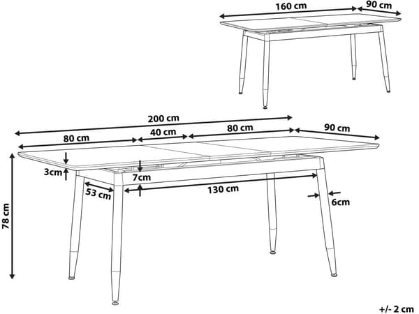 Ruokapöytä tumma puu mustat metallijalat jatkettava 160 x 200 x 90 cm moderni tyyli