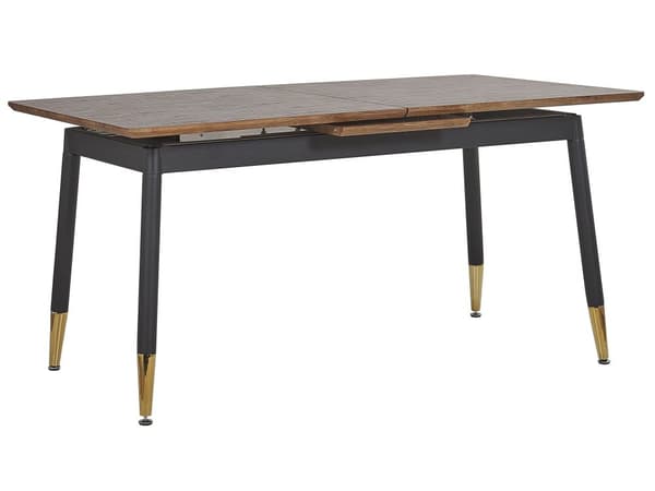 Ruokapöytä tumma puu mustat metallijalat jatkettava 160 x 200 x 90 cm moderni tyyli