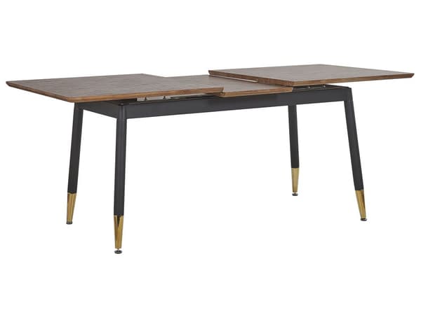 Ruokapöytä tumma puu mustat metallijalat jatkettava 160 x 200 x 90 cm moderni tyyli