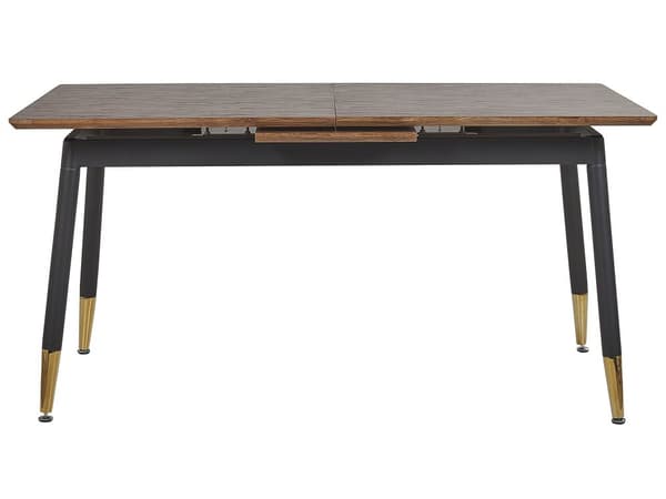 Ruokapöytä tumma puu mustat metallijalat jatkettava 160 x 200 x 90 cm moderni tyyli
