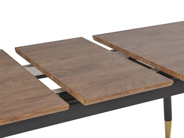 Ruokapöytä tumma puu mustat metallijalat jatkettava 160 x 200 x 90 cm moderni tyyli