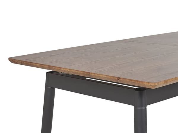 Ruokapöytä tumma puu mustat metallijalat jatkettava 160 x 200 x 90 cm moderni tyyli