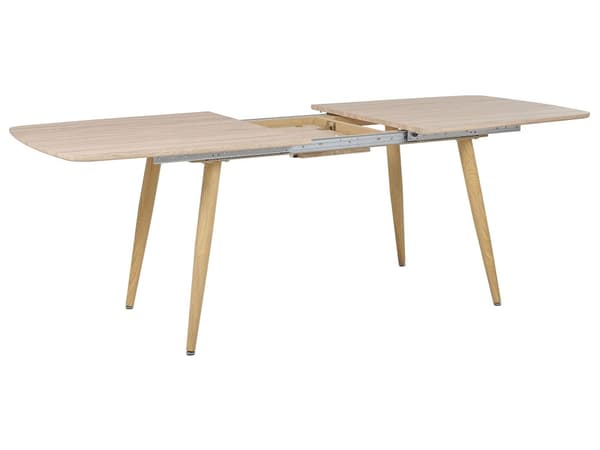 Ruokapöytä vaalea puu MDF-levy 180/210 x 90 cm 6 hengelle jatkettava taitettava minimalistinen tyyli