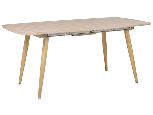 Ruokapöytä vaalea puu MDF-levy 180/210 x 90 cm 6 hengelle jatkettava taitettava minimalistinen tyyli