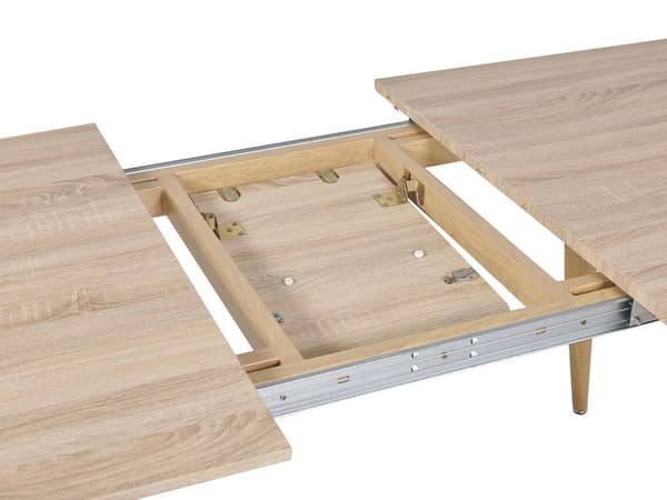 Ruokapöytä vaalea puu MDF-levy 180/210 x 90 cm 6 hengelle jatkettava taitettava minimalistinen tyyli