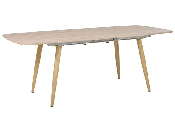 Ruokapöytä vaalea puu MDF-levy 180/210 x 90 cm 6 hengelle jatkettava taitettava minimalistinen tyyli