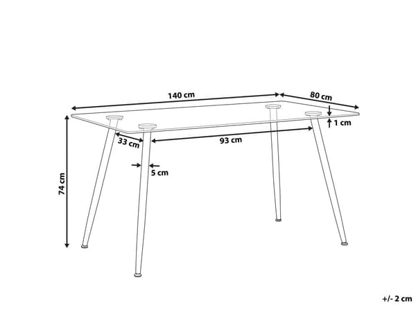 Ruokapöytä musta teräs 140 x 80 cm lasitaso suorakulmainen metalli jalat moderni tyyli