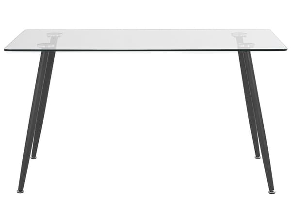 Ruokapöytä musta teräs 140 x 80 cm lasitaso suorakulmainen metalli jalat moderni tyyli