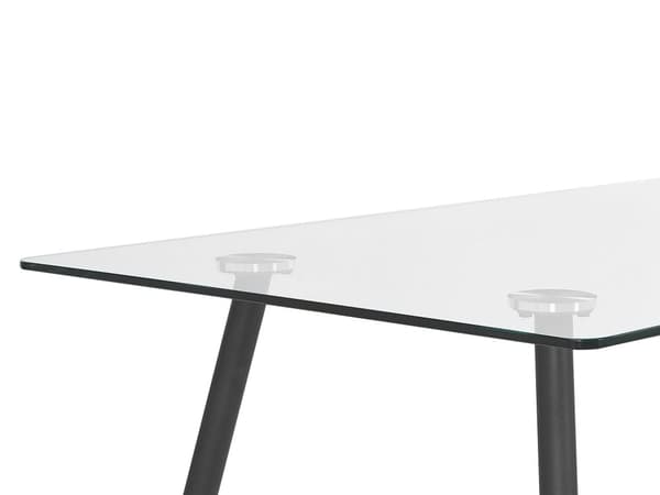 Ruokapöytä musta teräs 140 x 80 cm lasitaso suorakulmainen metalli jalat moderni tyyli