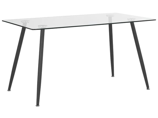 Ruokapöytä musta teräs 140 x 80 cm lasitaso suorakulmainen metalli jalat moderni tyyli