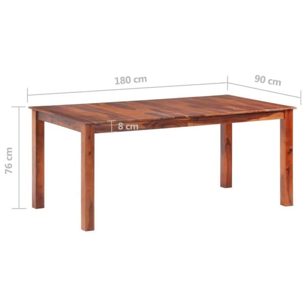 vidaXL Matbord 180x90x76 cm massivt sheshamträ