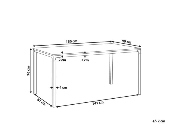 Ruokapöytä vaalea puu/musta 150 x 90 cm metallijalat skandinaavinen tyyli