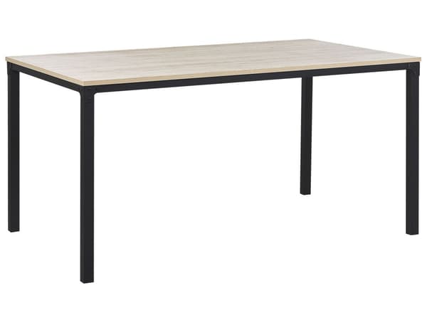 Ruokapöytä vaalea puu/musta 150 x 90 cm metallijalat skandinaavinen tyyli
