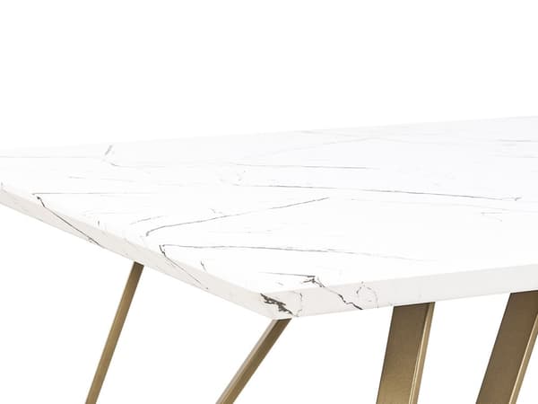 Ruokapöytä marmori efekti valkoinen/kulta MDF 150 x 80 cm metallijalat glamour tyyli