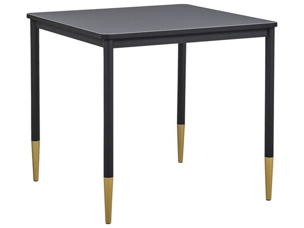 Ruokapöytä musta/kulta MDF 80 x 80 cm neliö metallijalat glamour tyyli