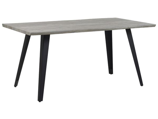 Ruokapöytä harmaa MDF-levy musta metalli 160 x 90 x 76 cm kuudelle suorakulmainen industriaalinen tyyli