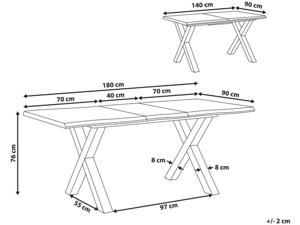 Ruokapöytä jatkettava vaalea puu/musta 140/180 x 90 cm perhosmekanismi 4-6 hengelle minimalistinen tyyli