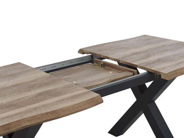 Ruokapöytä jatkettava vaalea puu/musta 140/180 x 90 cm perhosmekanismi 4-6 hengelle minimalistinen tyyli
